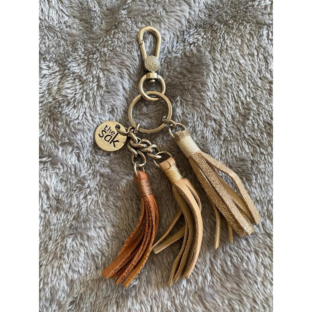 The Sak Keychain Purse Tote Fab Bag Charm Leather Fringe